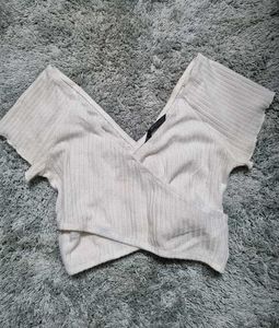 Ribbed Wrap Crop Top