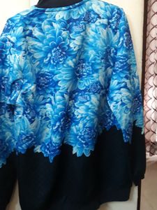 Woollen Sweater With Blue Flower Design
