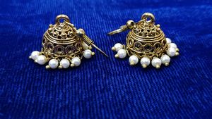 Oxidise Earring With Moti Latkan