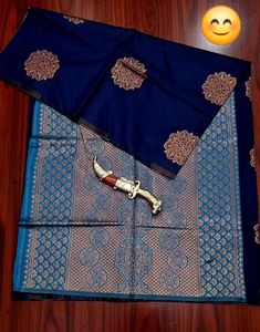 Elegant Navy Blue Banarasi Silk Saree