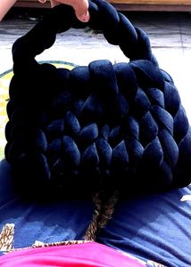 Unique Knitted Black Weave Tote Bag