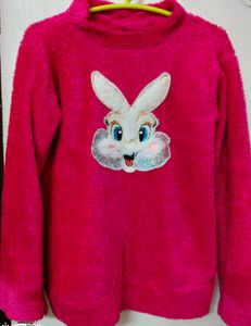 Pink Fleece Sweatshirt with Bunny