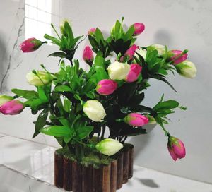 Artificial Tulips In Wooden Pot