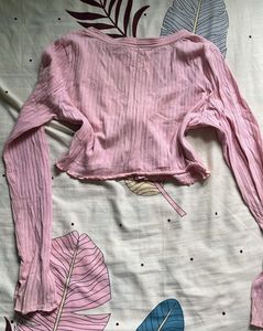Pink Ribbed Crop Top