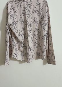 Veromoda Offwhite Floral Print Collared Shirt Top