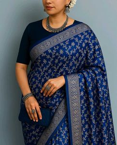 Stylish Silver Zari Work Saree
