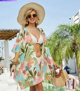 Tropical Print Kimono Cover-Up