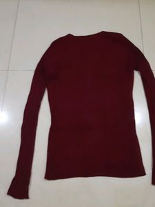 Maroon Full Sleeves T-Shirt For Semi Winters
