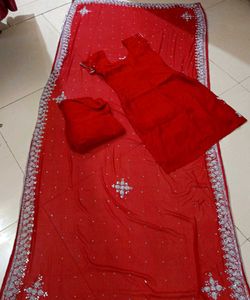 Pearls And Diamond Stone Heavy Dupatta Set
