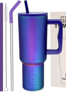 Stanley Inspired Insulated Tumbler w Metal Straw