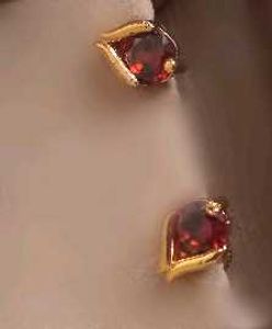 Gold plated Stud Earrings Combo- Red and Pink Ston