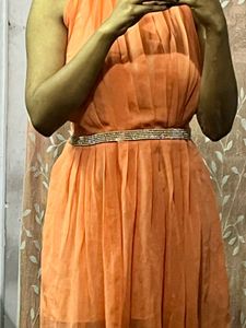 Peach Halter Neck Dress