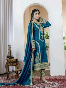 Elegant Teal Embroidered Kurta Set
