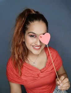 Red Unique Neck Top.