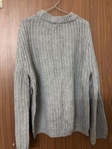 Gray Knit Pullover Sweater
