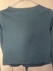 Teal Long Sleeve Crop Top