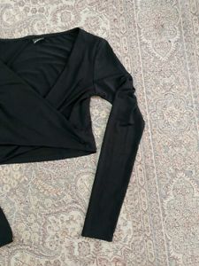 Basic Black Cross Fitted Top.