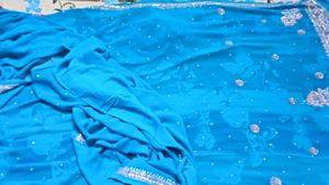 Blue Pure Hand Work Saree