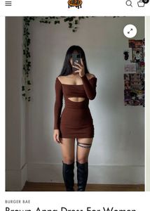 Brown Cutout Mini Dress