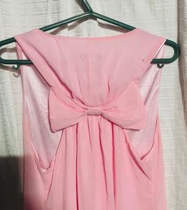 Pink Sleeveless Dress with Bow Back