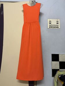 Pintrest Yk2 Long Orange Designer One Piece