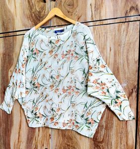Floral Print Pullover Sweater  Free size