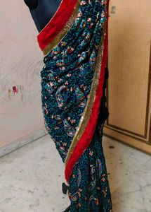 fully thread 🧵 embroidery 🪡 black 🖤 saree 🔥