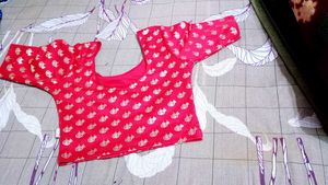Red Blouse with Gold Print