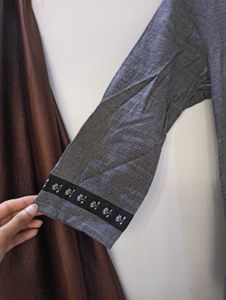 Gray Embroidered Detail Kurta