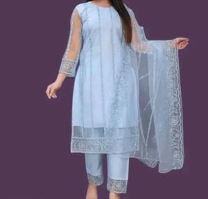 Elegant Blue Kurta Pant Dupatta Set