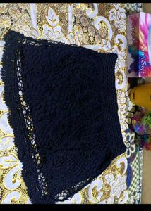 Navy Crochet Mini Skirt