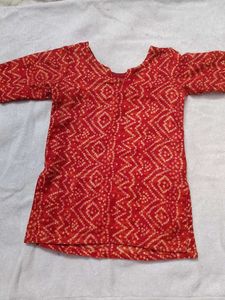 orange printed Kurta Set