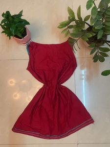 Red Embroidered short kurti