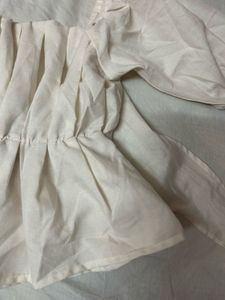White Puff Sleeve Peplum Top
