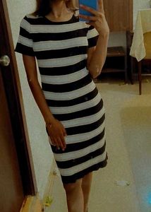 Striped Bodycon Midi Dress