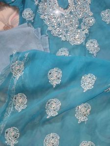 Blue Chikankari Kurti With Inner