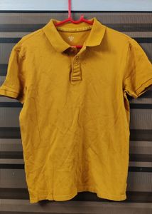 Yellow Streachtable Polo Neck T Shirt