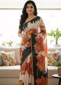 DIGITAL PRINT SILK Blend SAREE
