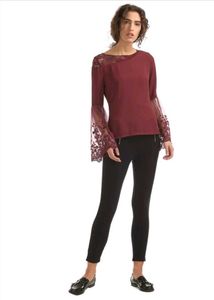 Elle Studio Boat Neck Top With Bell Sleeves