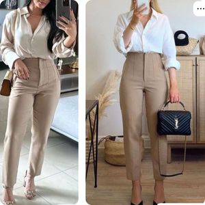 Zara Tan Beige High Waist Trousers