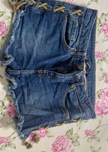 Denim Lace-Up Shorts