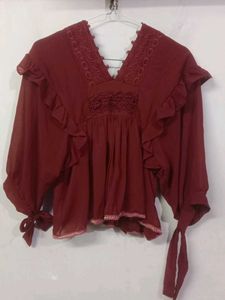 Rust Colour Floral Knot Top