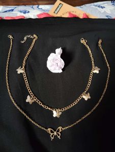 Brownz Butterfly Layered Necklace