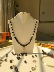 Black Beaded Heart Necklace