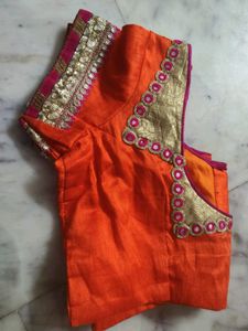 Orange Embellished Saree Blouse