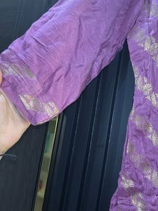 Purple Embroidered Kurta Set Inside Margin