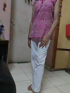 Lucknow Chikankari Pink Short Top