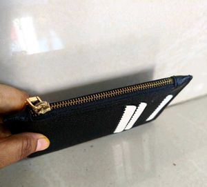 Navy Blue Leather Card and Coin Holder