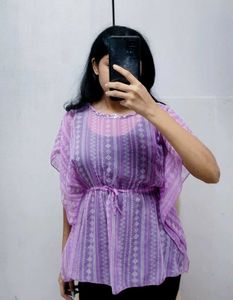 Sheer Purple Print Khaftan 💜