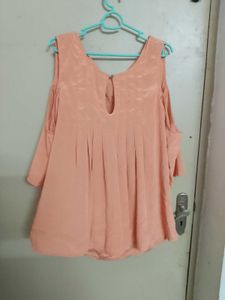 Peach Cold Shoulder Top